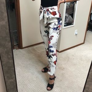 Express paper bag pants floral print